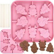 Modellino di cioccolato in silicone - Stampo per cioccolato a forma di lolly - Abete albero di Natale Renna neve pop Babbo Natale - Gelato fai da te di cioccolato - 20 stick
