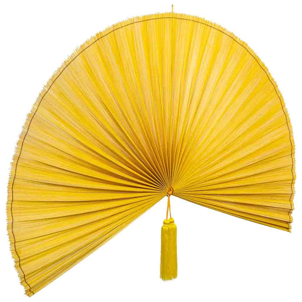 Decorazione da parete Palmito in bambù e tessuto giallo 145x75x2h cm