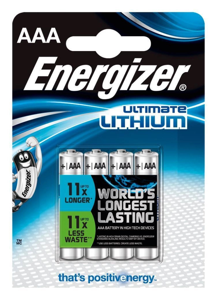 Energizer 629612 Ultimate Lithium Pile Ministilo AAA 1,5V 1200mAh Non Ricaricabili Confezione da 4 Pezzi