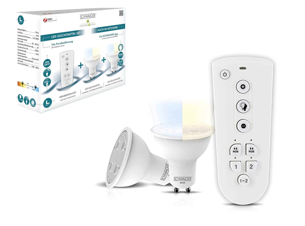 Set di 2 lampadine a LED (GU10) 1 telecomando illuminazione regolabile dimmerabile Smart Home da luce Calda a Fredda 2700 - 6500K