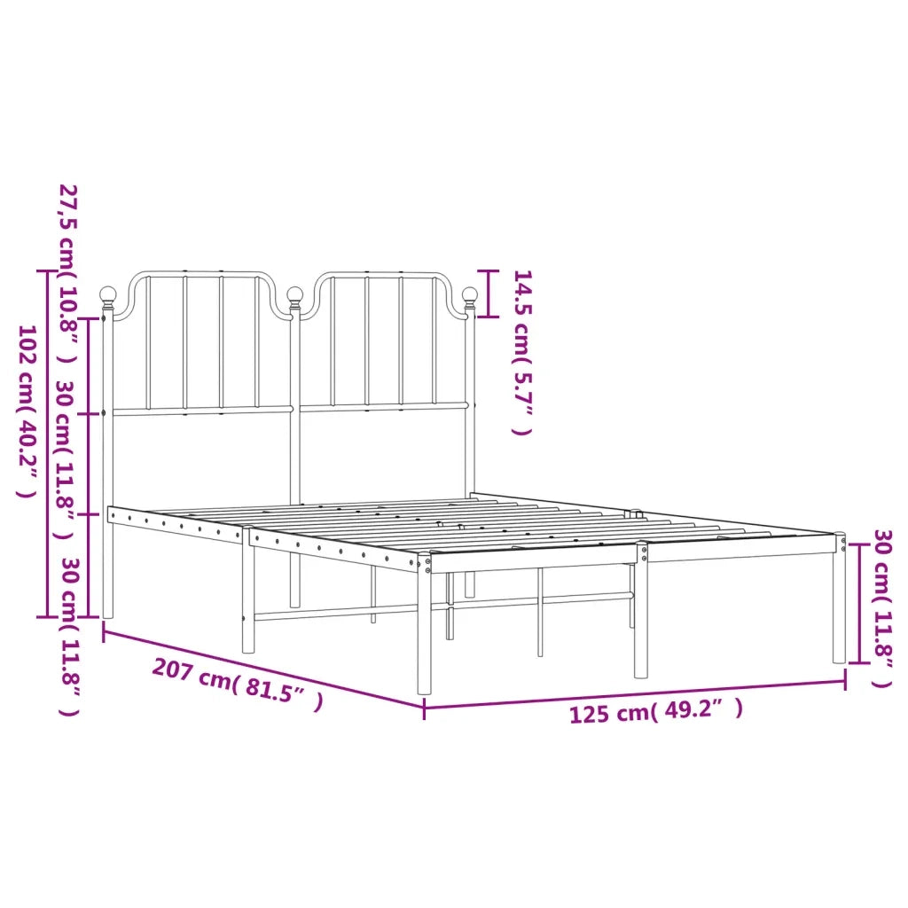 Giroletto con Testiera-Struttura Letto con testiera in Metallo Bianco 120x200 cm 501111