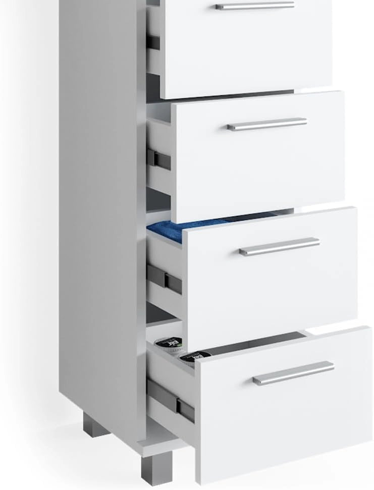 Cassettiera da bagno Ilias, Bianco, 30 x 95 cm, adatto per il montaggio a parete e combinabile con la serie Ilias