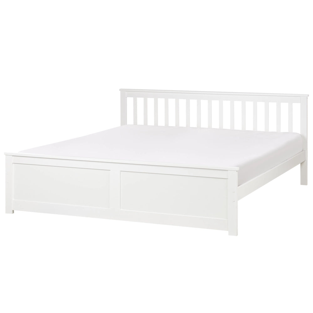 Letto in legno di pino bianco Dimensioni singole 90 x 200 Testiera a doghe minimalista