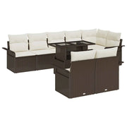Set Divano da Giardino con cuscino 9 pcs Marrone Poly Rattan 3357041