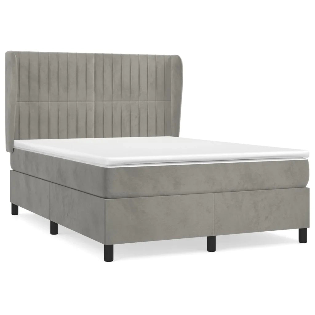 Giroletto a Molle con Materasso Grigio Chiaro 140x200cm Velluto 3129333