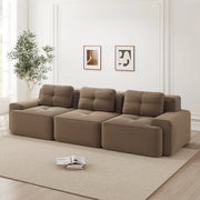 Divano Modulare Angolare 3 Posti ¨C MINIMAL ¨C Velluto a Coste, Marrone, Chaise Longue