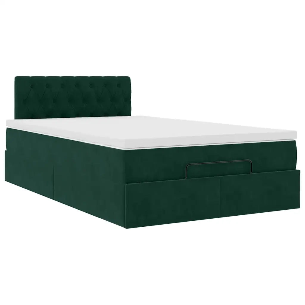 Pouf Letto con Materasso Verde Scuro 120x190 cm Velluto 3311834