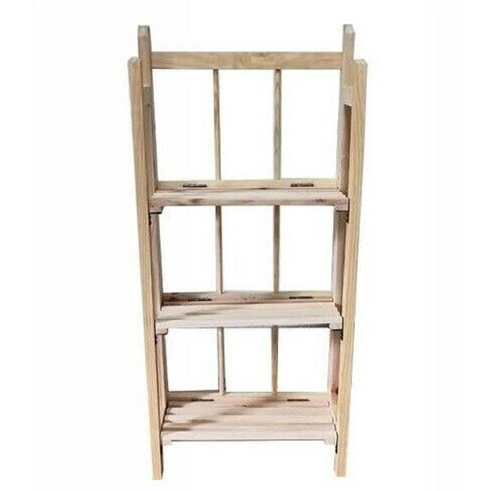 Trade Shop - Mobile Scaffale In Legno 3 Ripiani Porta Piante Oggetti Mensole Arredamento -