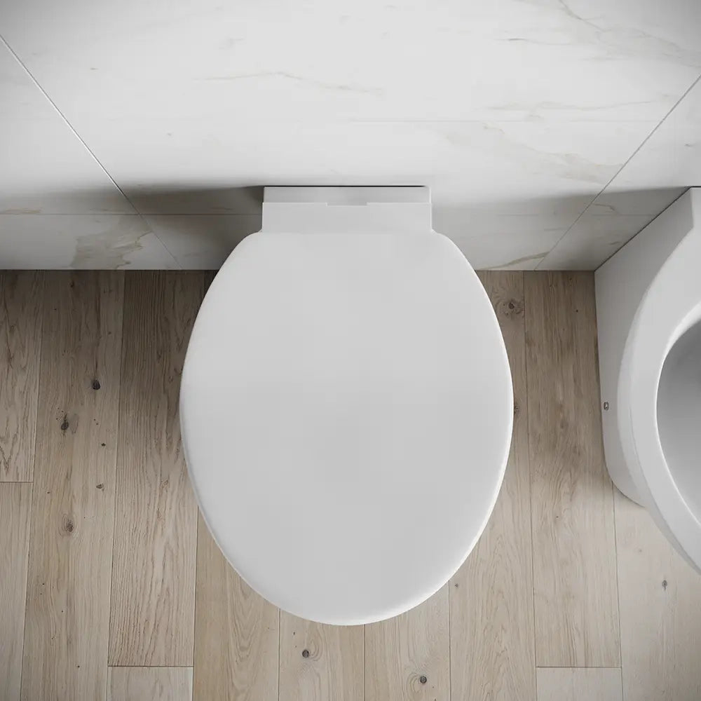 Sanitari filomuro in ceramica bianco lucido: vaso bidet e copriwc soft-close | Doha