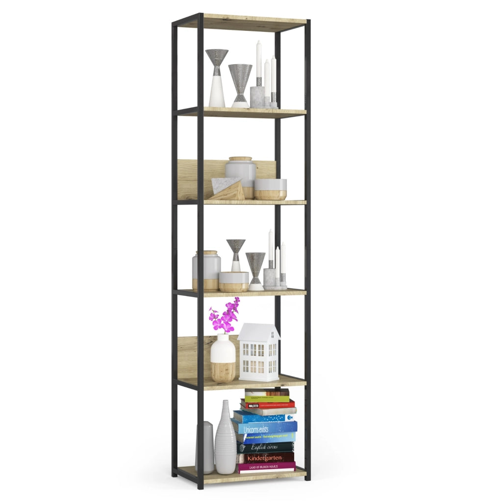 Scaffale stile industriale con ripiani in legno 50 cm Nera, Quercia Artisan 50x32x192 cm