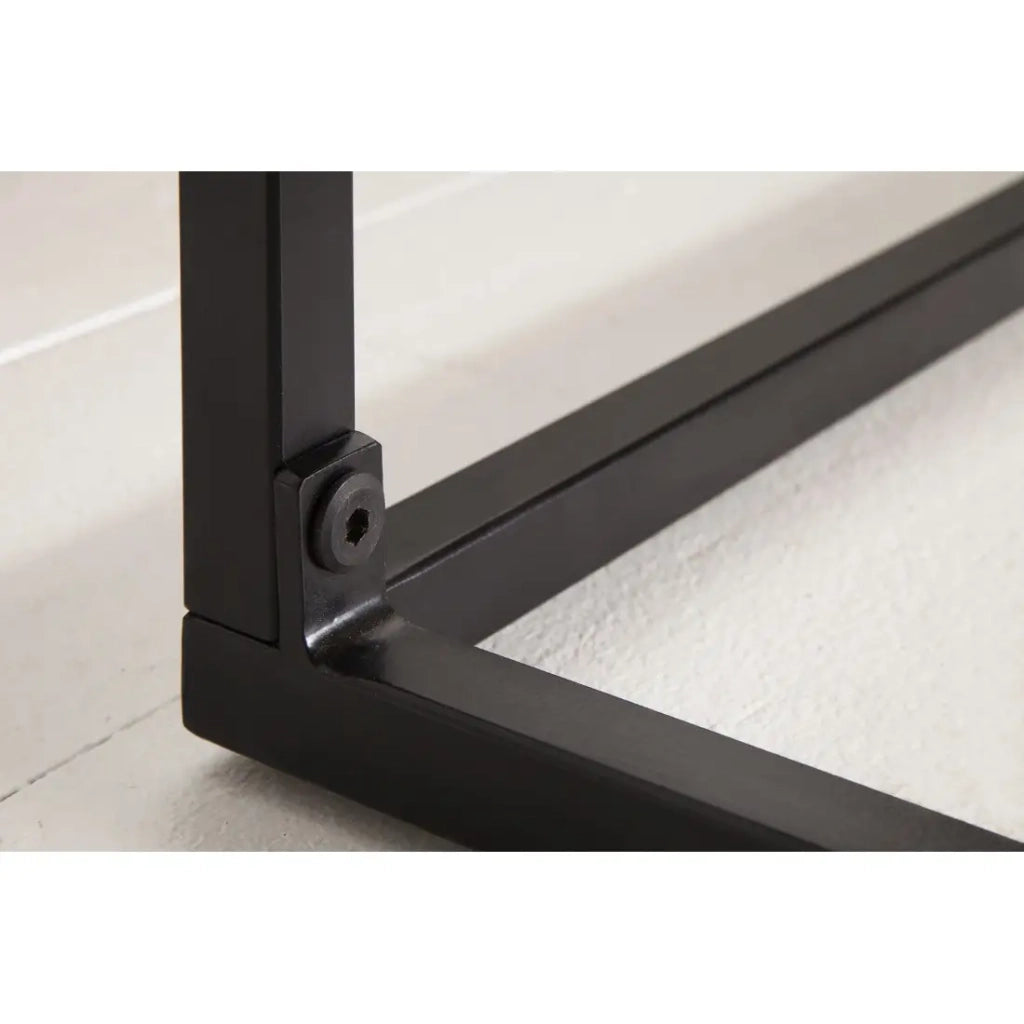Tavolino basso ZAREL 100 cm in legno di mango massiccio e metallo nero stile industriale