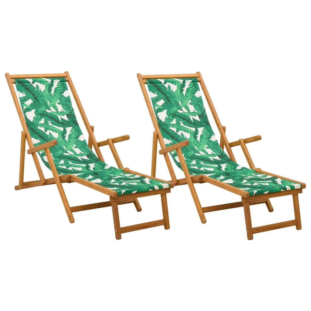 Lettino prendisole pieghevole 2 pcs 3 Posizione Motivo a Foglie 3407827