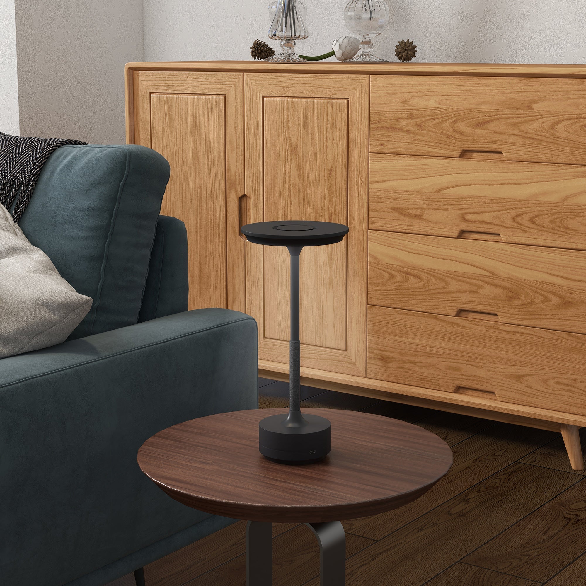 Lampada da Tavolo a LED Senza Filo Touch Ø13x28,5 cm Batteria Ricaricabile Nero