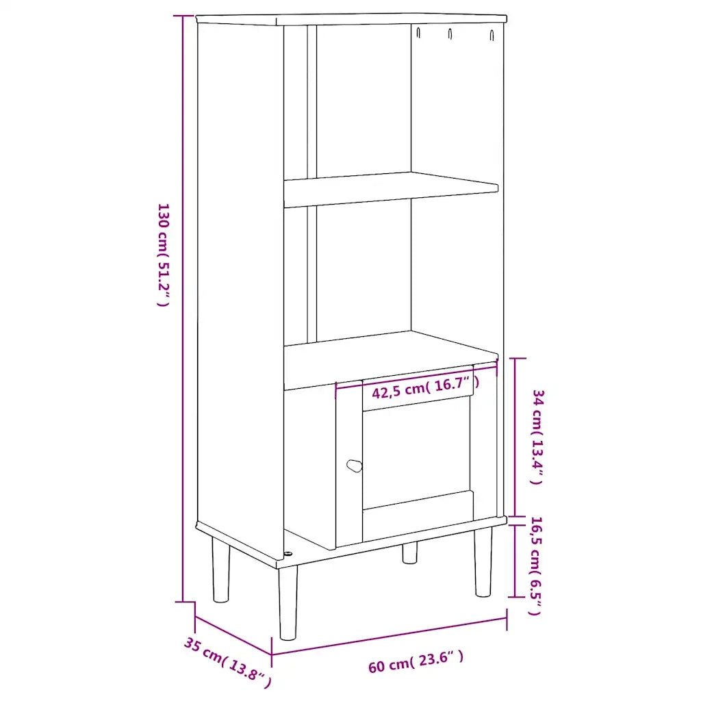 Credenza | Madia | Buffet da pranzo | Armadio da pranzo SENJA Aspetto Rattan Marrone 60x35x130 cm Legno Pino