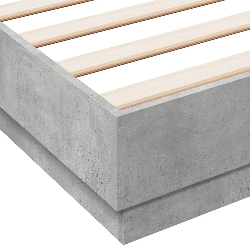 Letto matrimoniale | Letto per adulti | Giroletto con Luci LED Grigio Cemento 160x200 cm