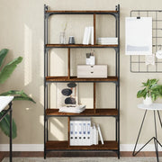 Libreria-Scaffale per Libri-Mobile di Stoccaggio Rovere Marrone 5 Ripiani 76x32x158cm Legno Multistrato