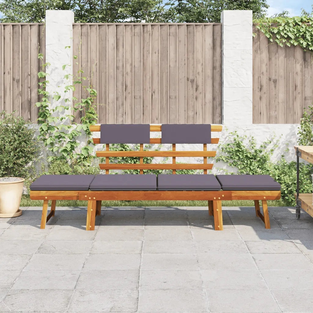 Lettino da Giardino 2 in 1 con Cuscino 190 cm Massello Acacia 45960