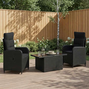 Set da pranzo per esterni 3 pz Nero polyrattan 3422400