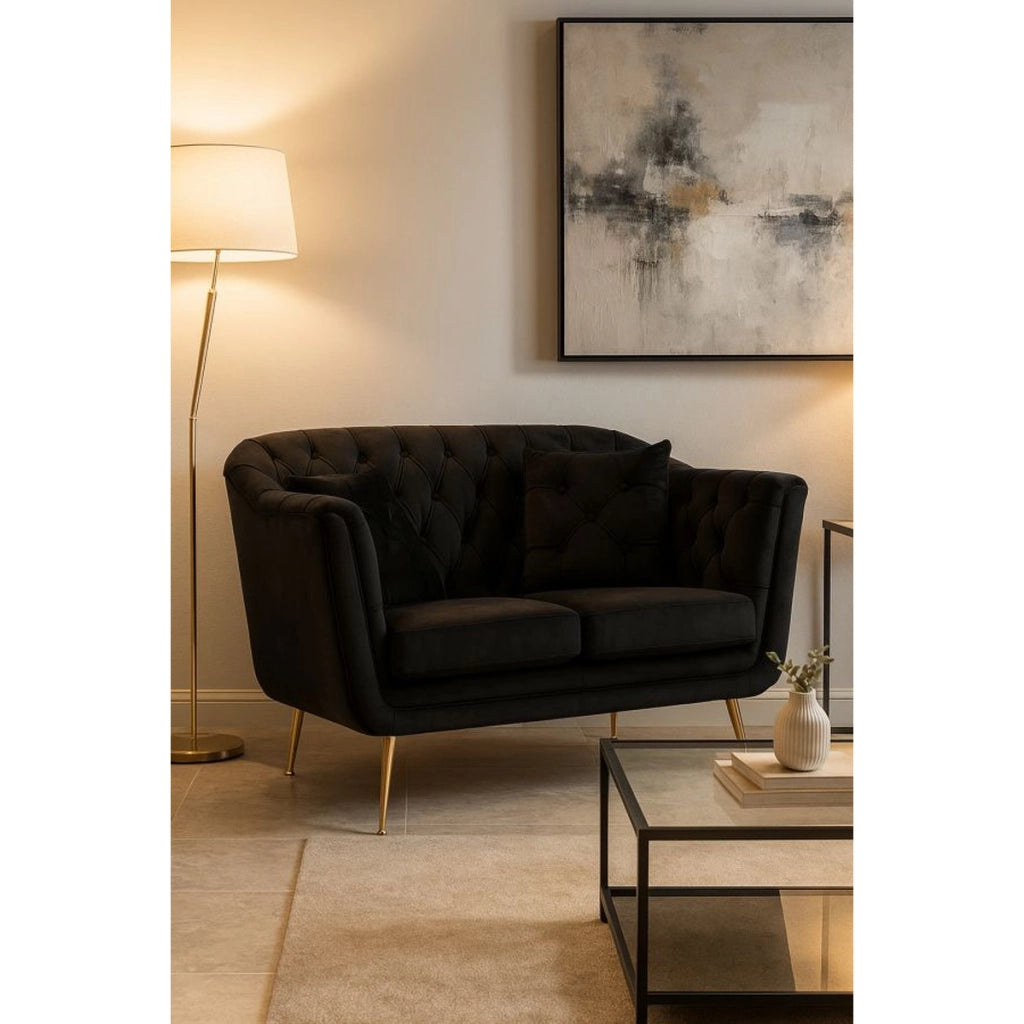 Divano VKH896, Nero, Poliestere, 130x83x91 cm