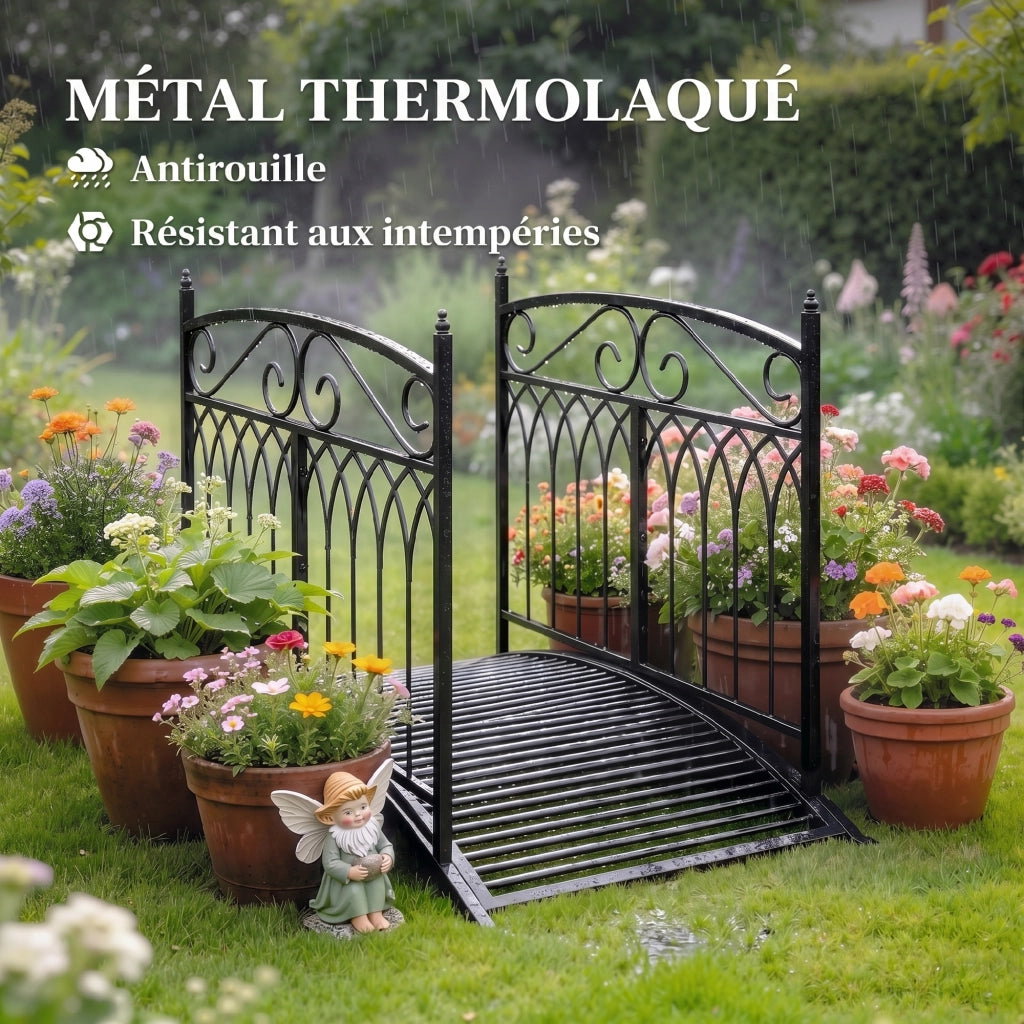 Ponticello da Giardino in Metallo Stile Barocco ¨C Minimal ¨C Nero 91cm