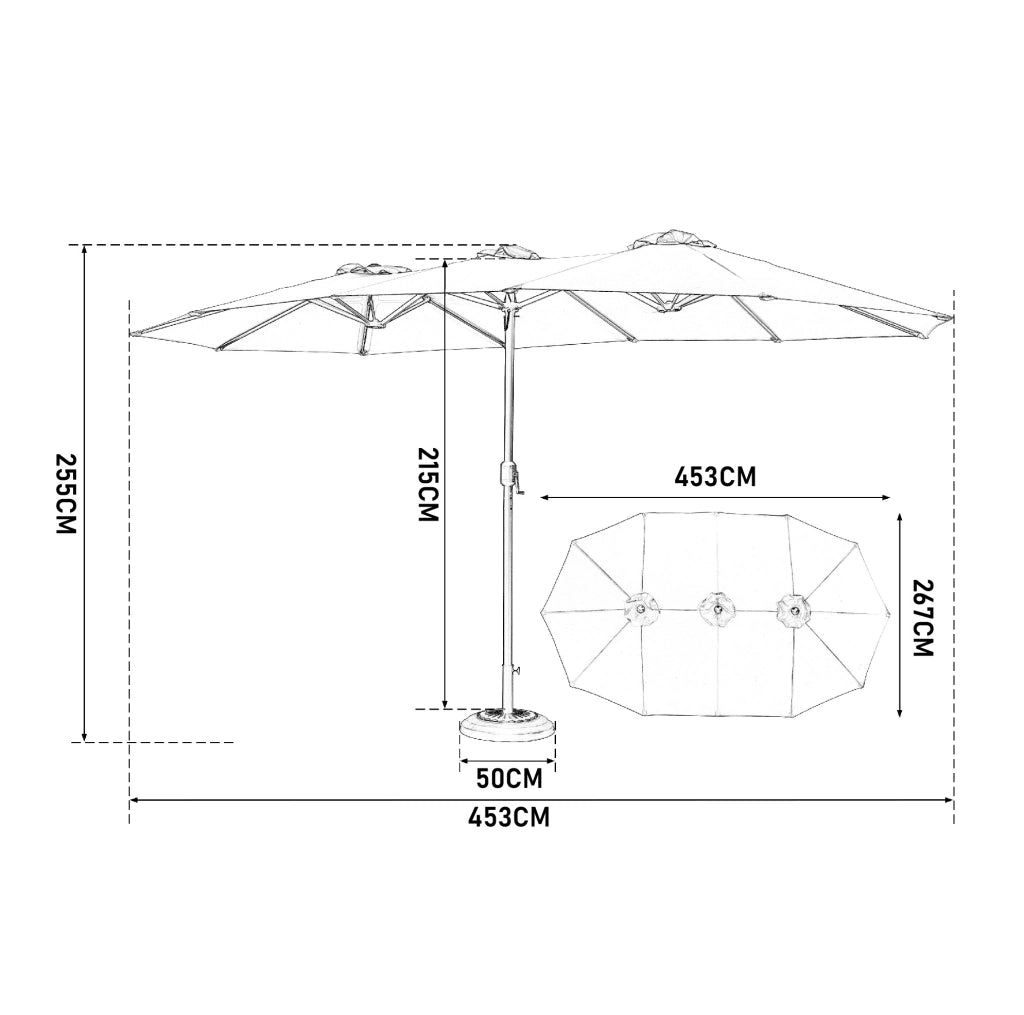 Ombrellone da esterno rettangolare double face 14;8 ft con manovella; verde chiaro