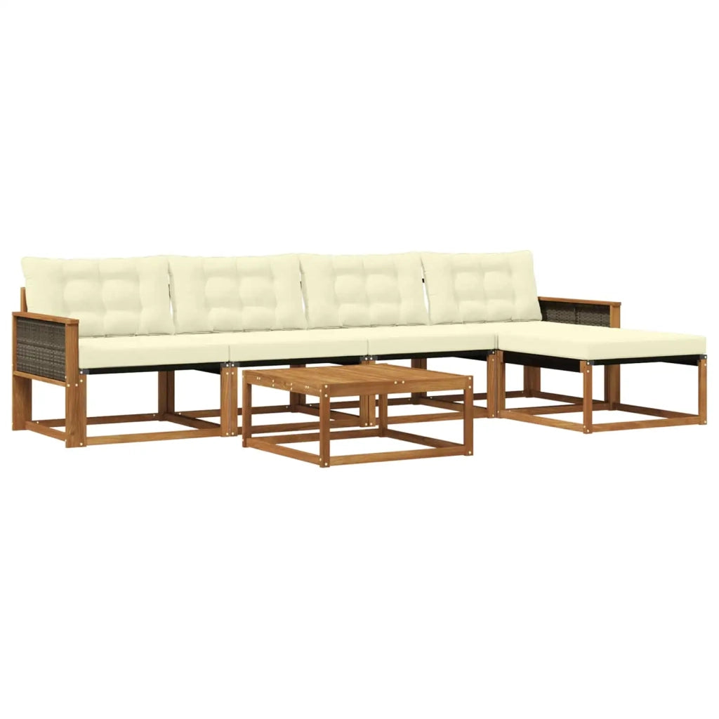 Set di divani da esterno con cuscino 6 pcs Naturale e Crema