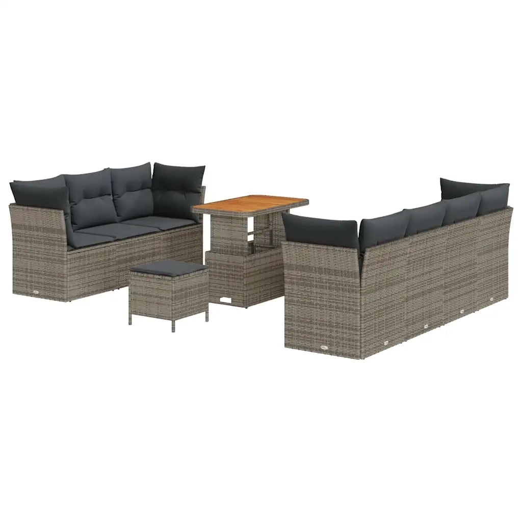 Set Divano da Giardino con cuscino 10 pcs Grigio 3363403