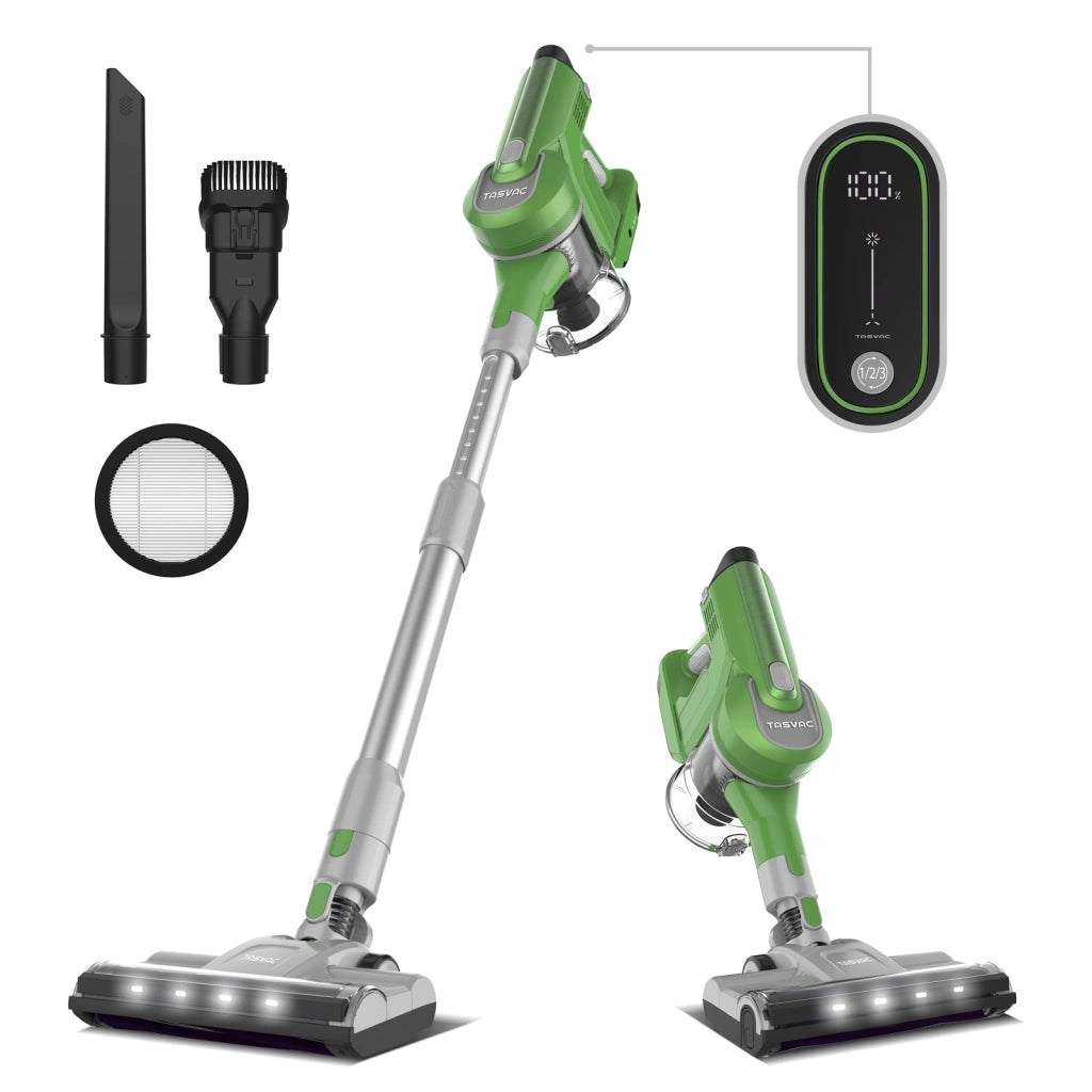 TASVAC S8 GREEN Aspirapolvere senza fili con display a LED e spazzola a rullo morbida