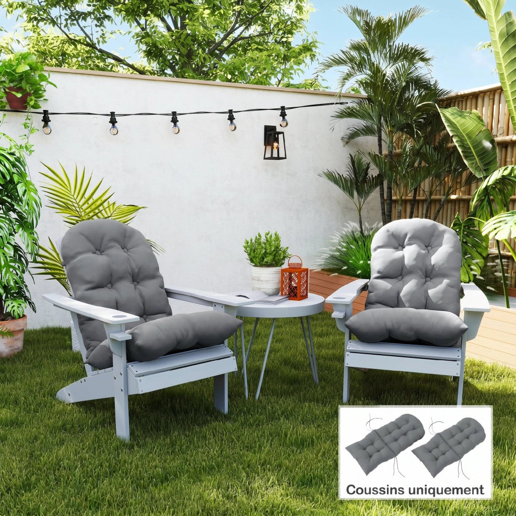 Cuscini per Sedie Adirondack ¨C zephmum ¨C 2 Pezzi, Grigio, Tessuto Imbottito