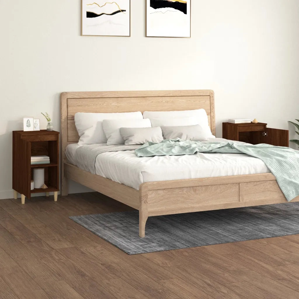 Set di 2 Comodini | Armadio da Notte | Mobiletto da notte Rovere Marrone 40x35x70 cm in Legno Multistrato