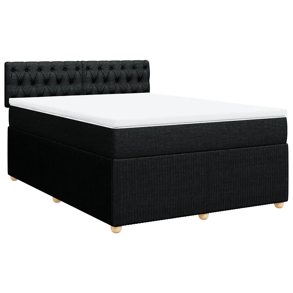 Giroletto a Molle con Materasso Nero 140x200 cm in Tessuto