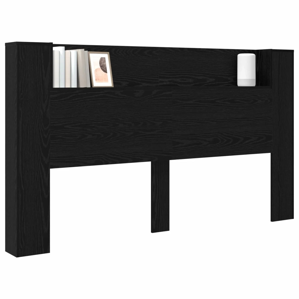 Testata con Mobile e LED Rovere Nero 180 x 16,5 x 103,5 cm 8006575