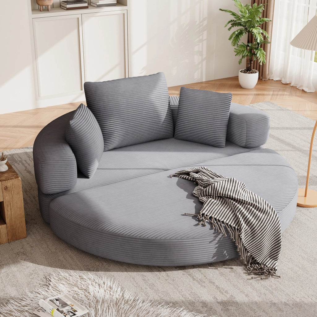 Divano letto pieghevole 173x176 cm in schiuma con 3 cuscini, grigio