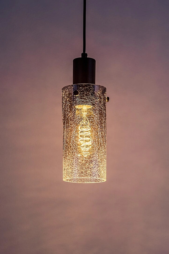 Lampada a sospensione vintage nera vetro E27 Rabalux