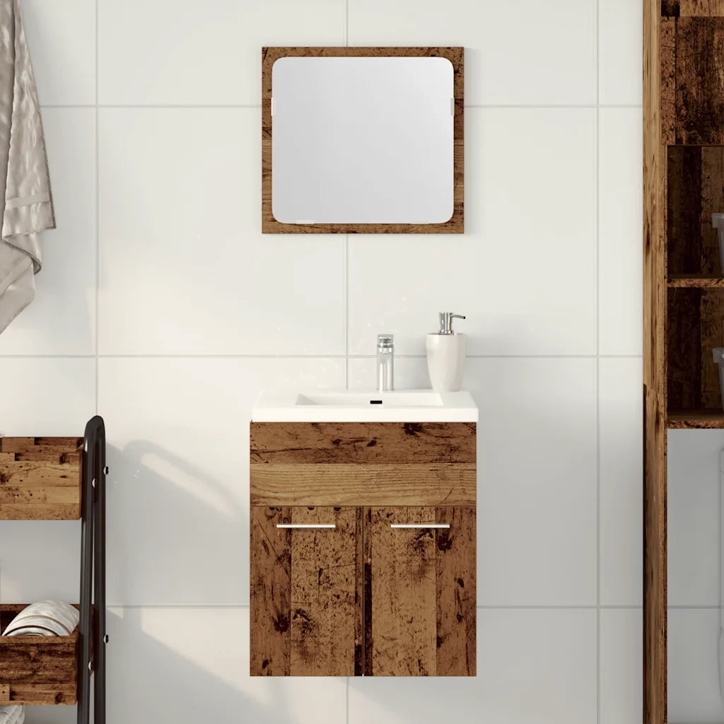 Set Mobili da Bagno | Armadio da bagno 2 pz Legno Antico in Legno Multistrato