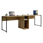 Scrivania Asarat, Scrittoio multiuso, Tavolo per ufficio porta PC, Piano di lavoro, 240x60h74 cm, Quercia