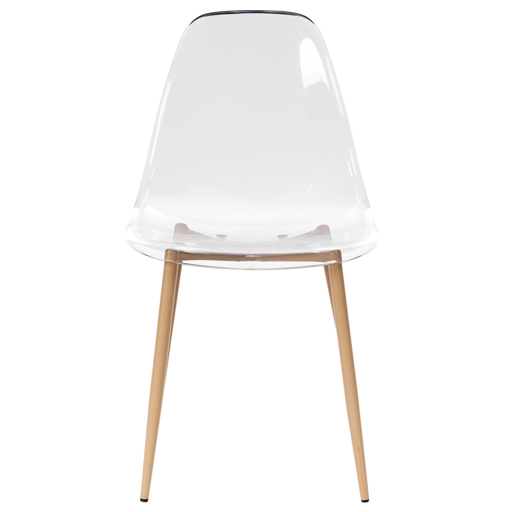 Set di 4 sedie da pranzo Seduta sintetica trasparente Gambe in metallo Seduta moderna semplice e minimalista