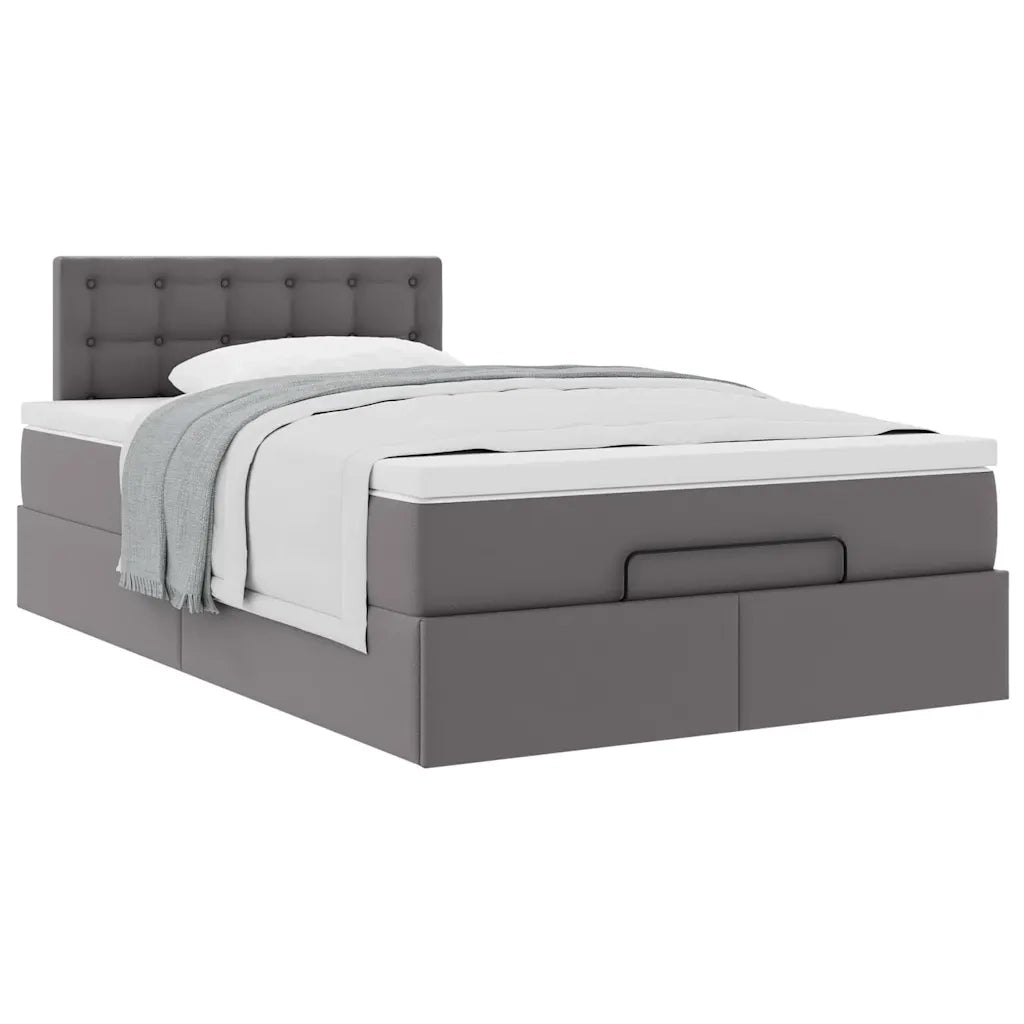 Struttura Letto Pouf con Materasso Grigio 120x190 cm Similpelle 3311296