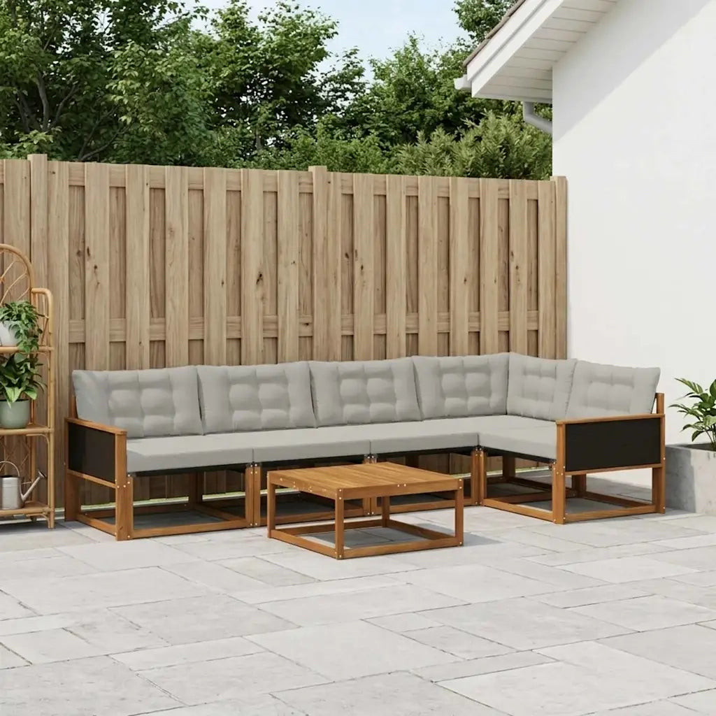 Set di divani da esterno 6 pcs Naturale e Grigio Chiaro 3381431