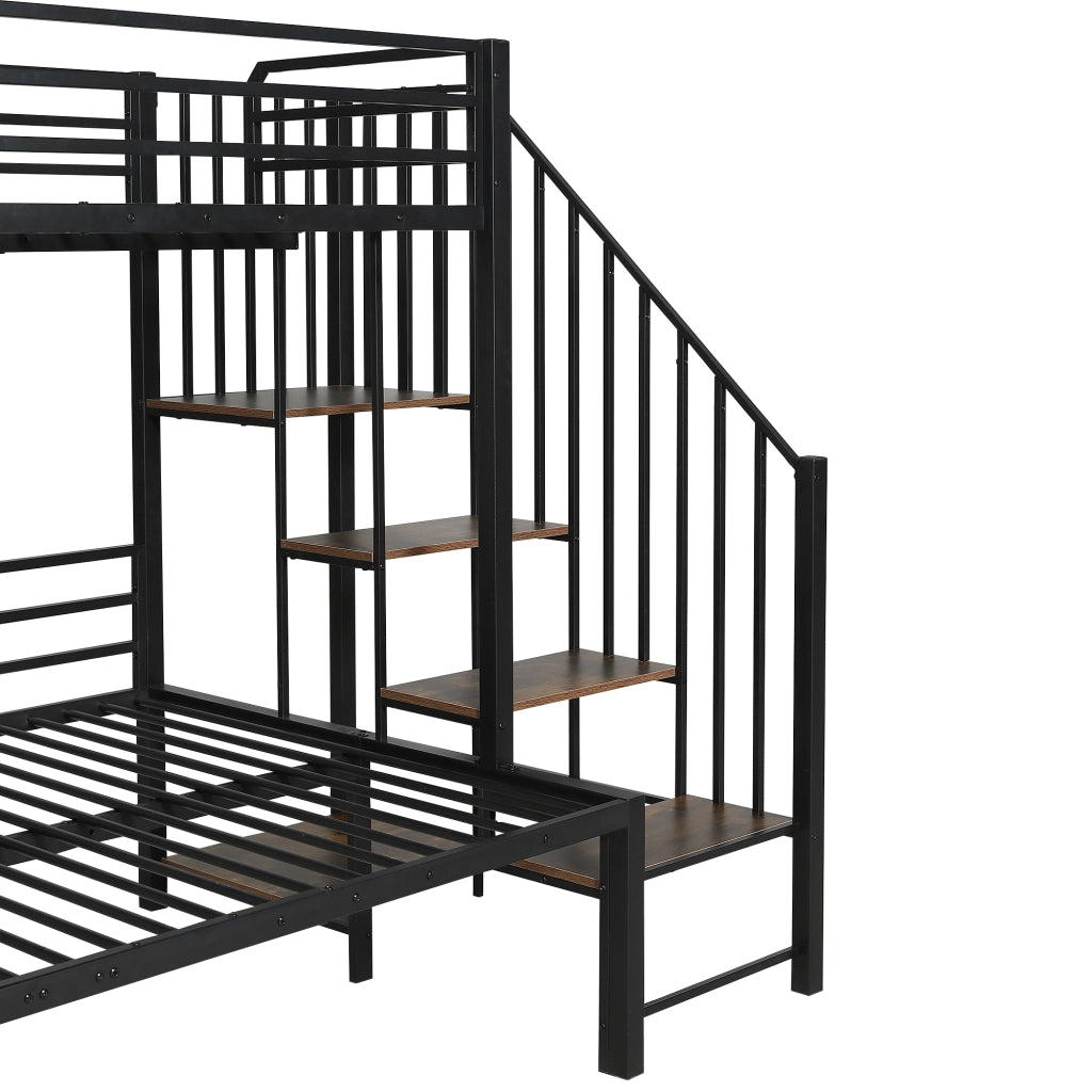 DESMIU Letto a castello 90 × 200 cm e 120 × 200 cm, 2 posti, con scala angolare, senza materasso, nero