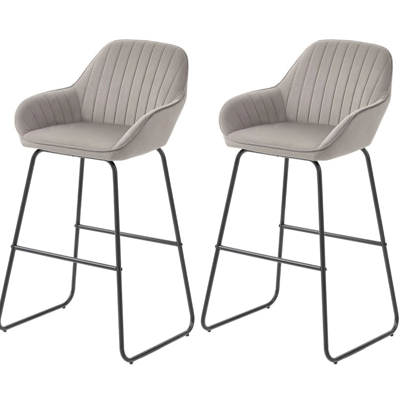 Set di sgabelli da bar 50.5x53x96 cm con schienale imbottito in poliestere grigio