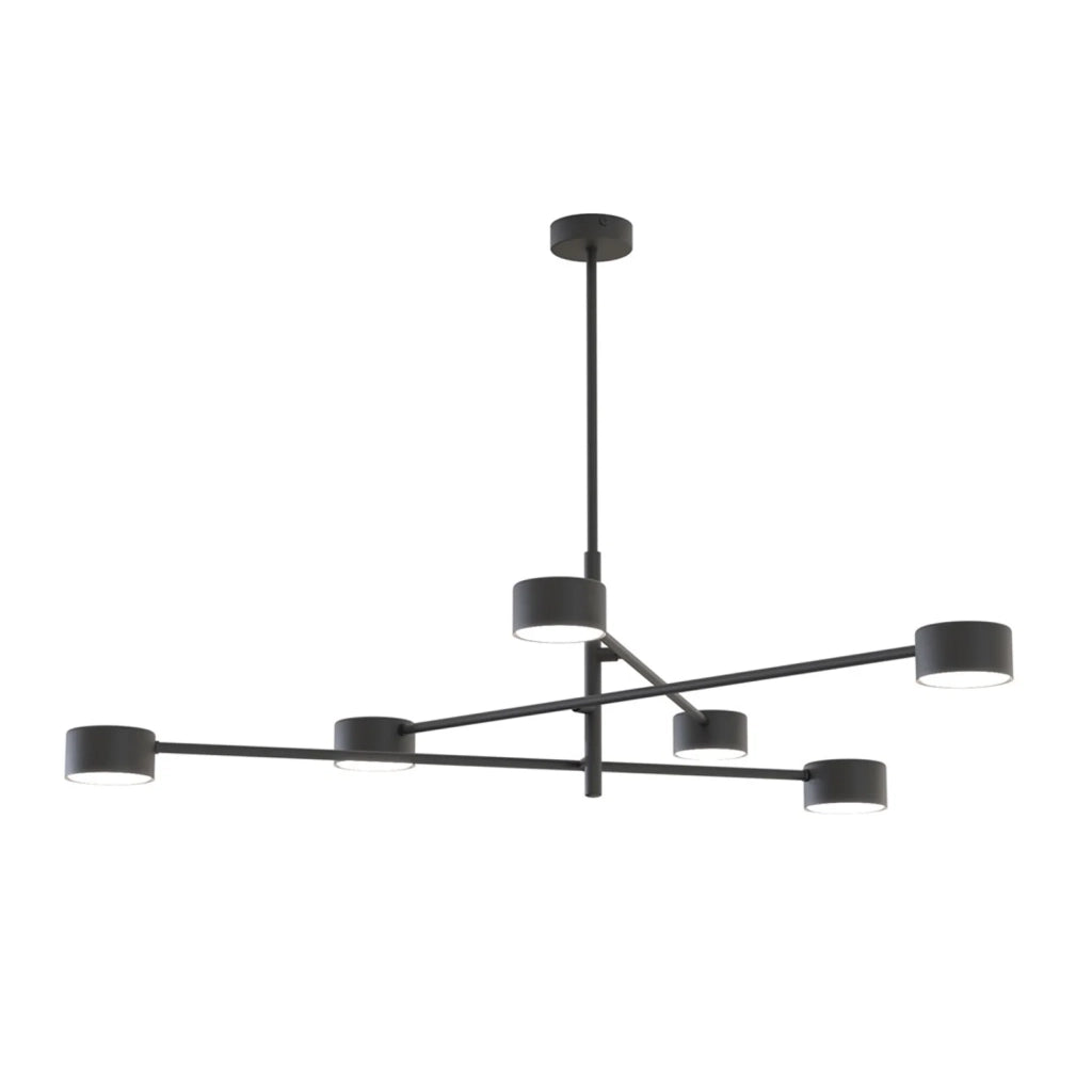 Plafoniera Moderna Giove Acciaio Nero 6 Luci Gx53 Ip20