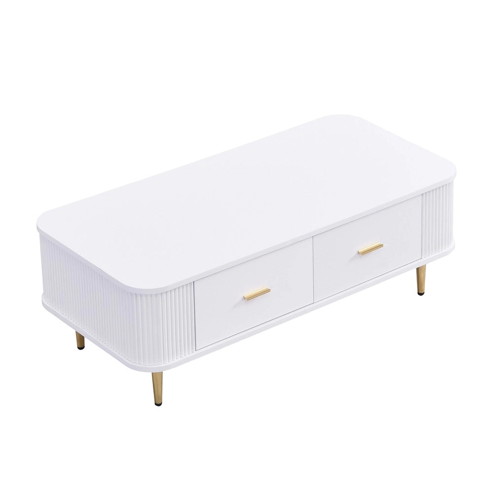 Tavolino da Caff¨¨ con Cassetti ¨C MINIMAL ¨C Gambe Dorate, Design Moderno, Soggiorno