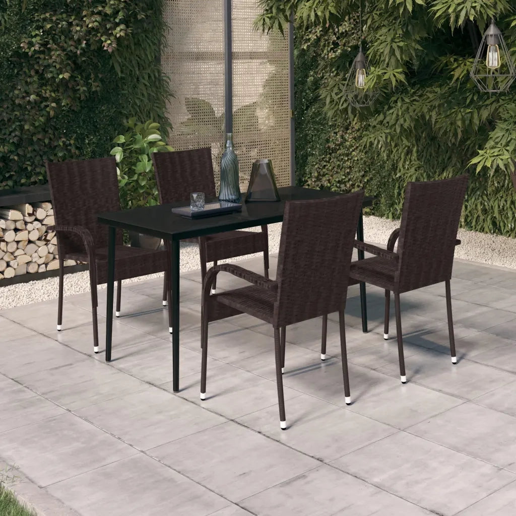 Set da Pranzo da Giardino 5 pz | Set Salotto da Giardino Marrone e Nero