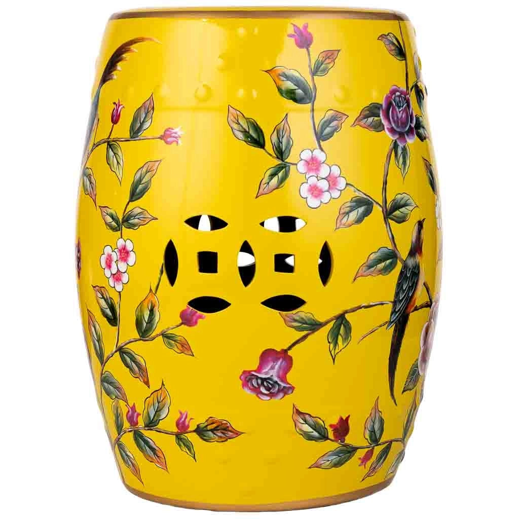 Sgabello in ceramica giallo D33x44,5