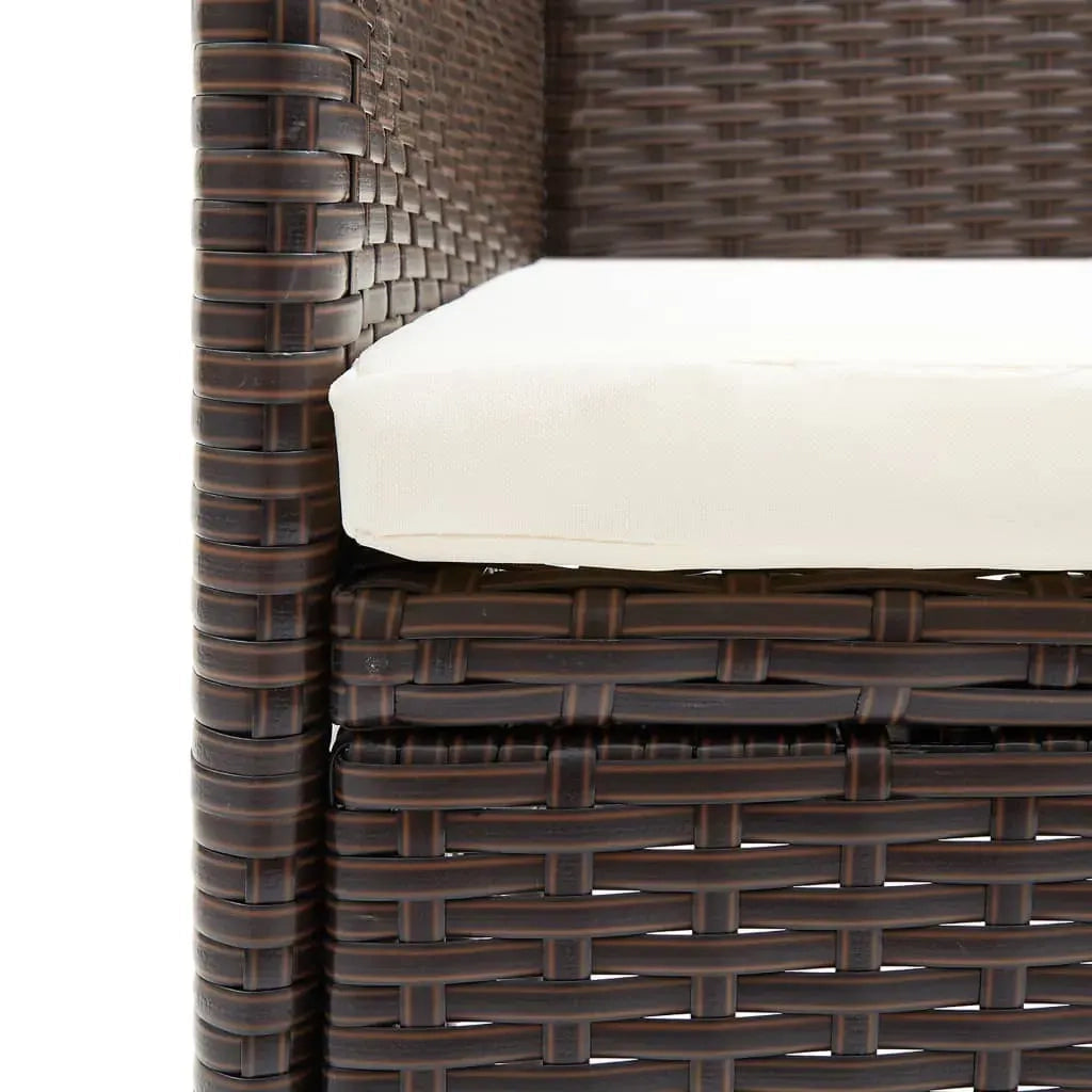 Set da Pranzo per Giardino 5 pz con Cuscini Polyrattan Marrone cod mxl 51832
