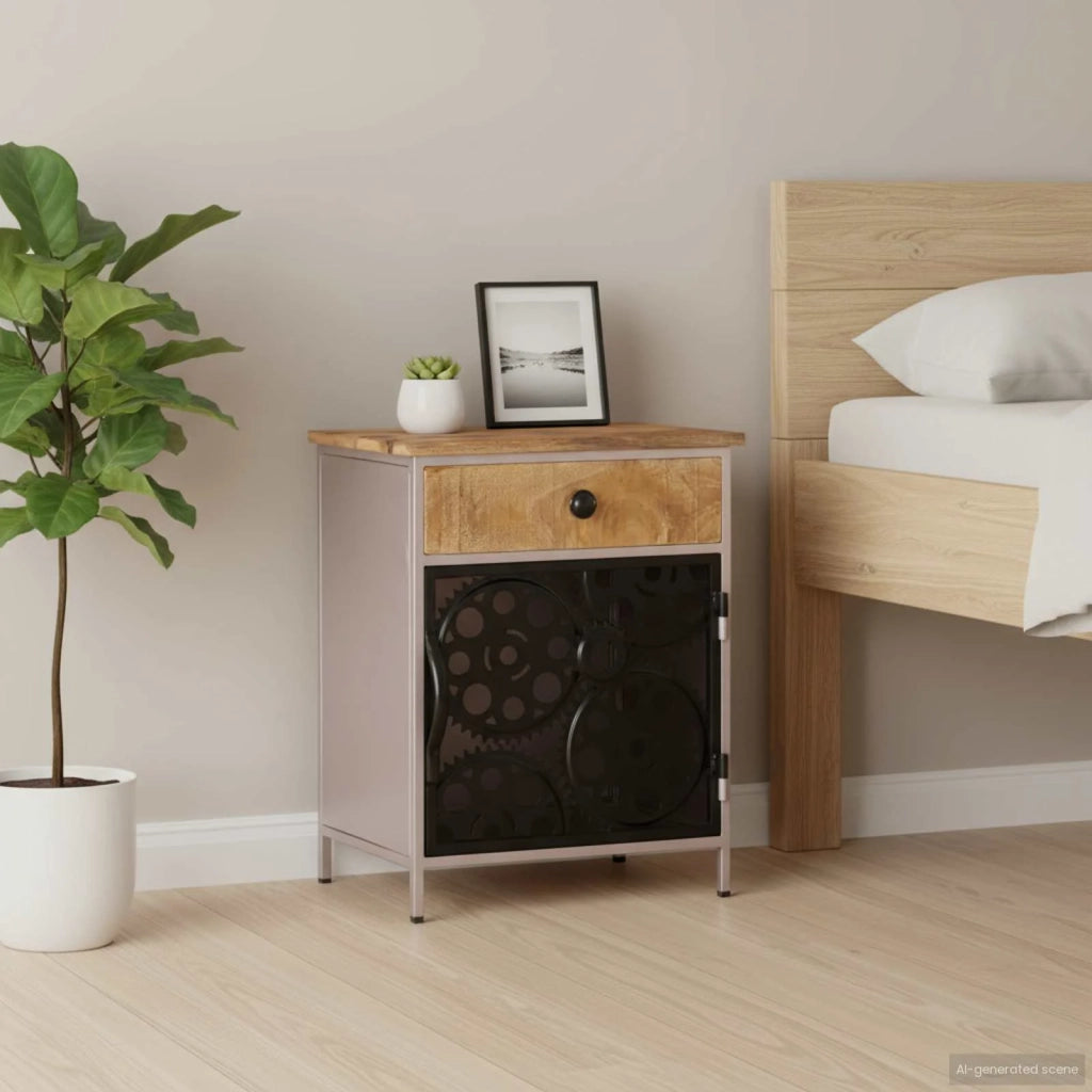 Comodino 40x30x50 cm in Legno di Mango Grezzo 323738