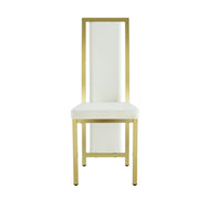 Set tavolo da pranzo e sedie con 1 tavolo rotondo e 4 sedie in vetro temperato metallo e PU bianco e oro