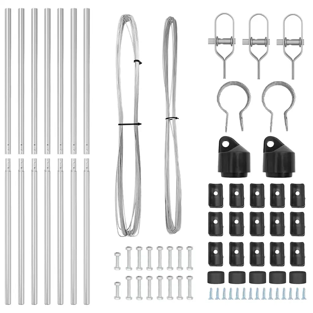 Palo della recinzione 7 pz Argento Acciaio CFW7073522