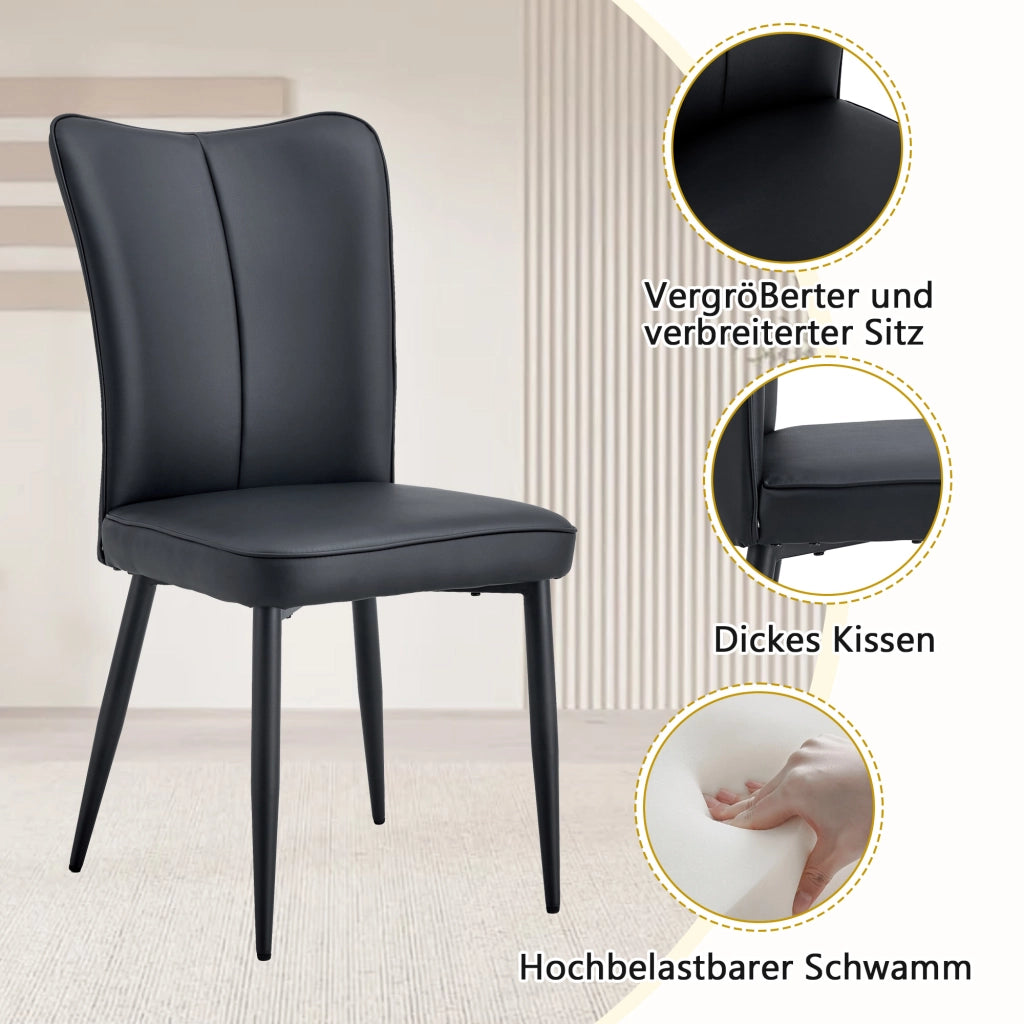 Tavolo da pranzo rettangolare con vano contenitore, 4 sedie in pu e gambe in metallo per sala da pranzo, 160 cm